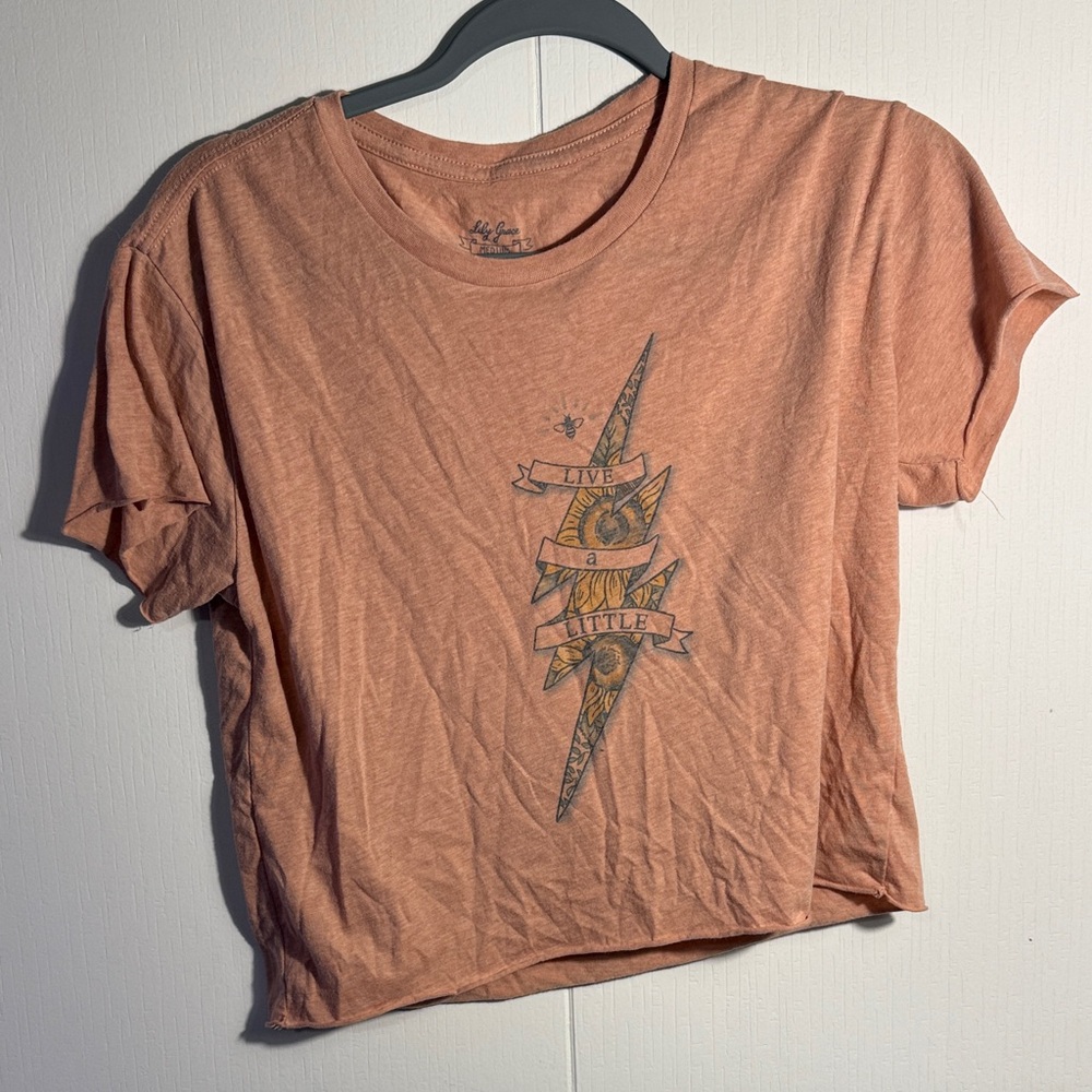 Live a Little Graphic Tee - Peach